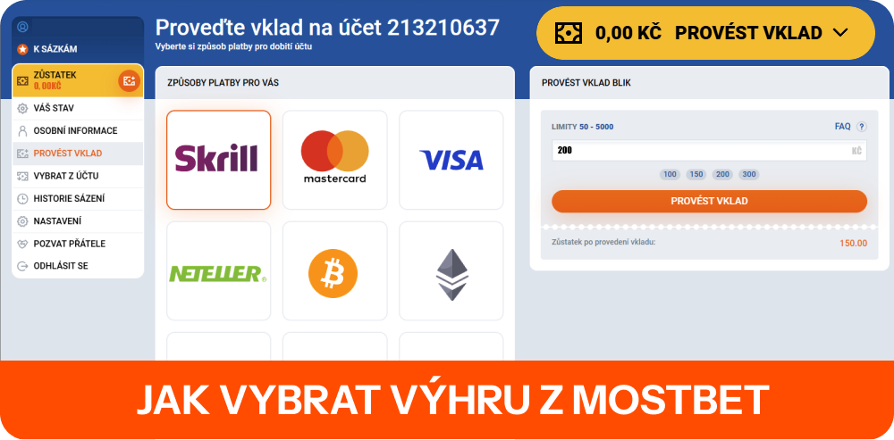 Mostbet nabízí různé způsoby, jak převádět peníze pro vklady a výběry