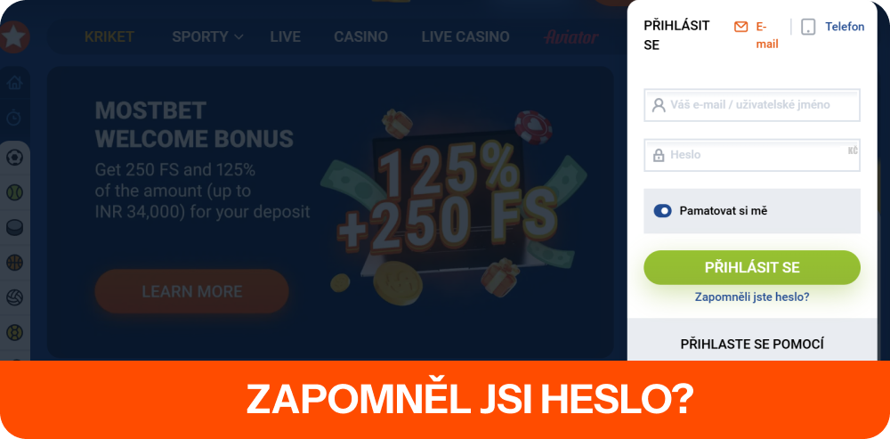 Co dělat, když zapomeneš heslo Mostbet