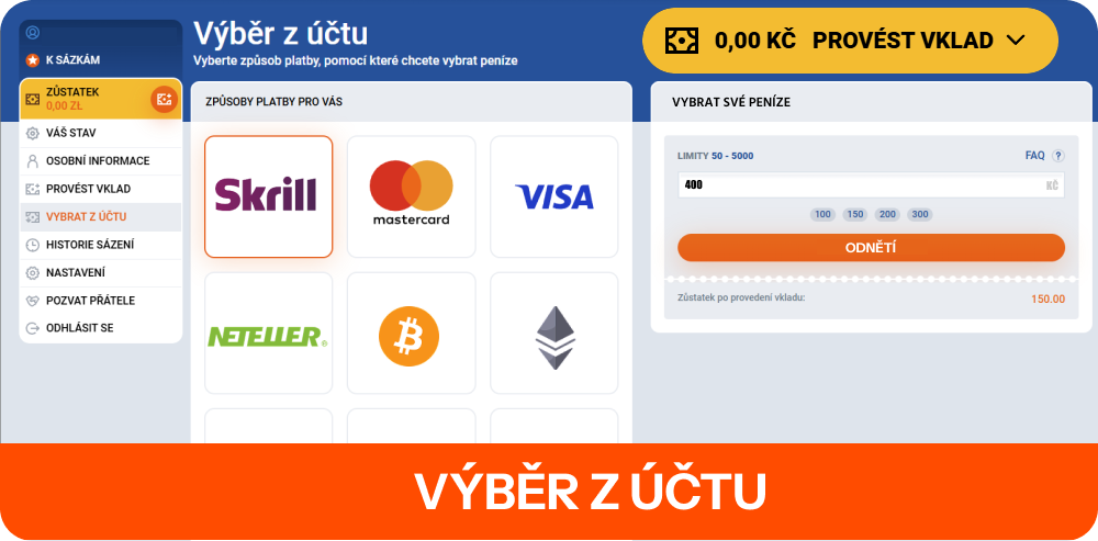 Jak vybrat výhru z Mostbet